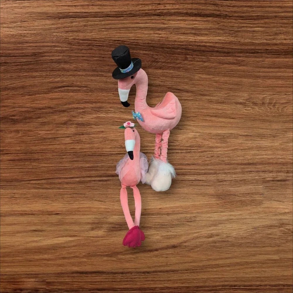 Pink Flamingo Plush Stuffed Animal‎ Set Top Hat Tutu Tropical Decor 22 Inch